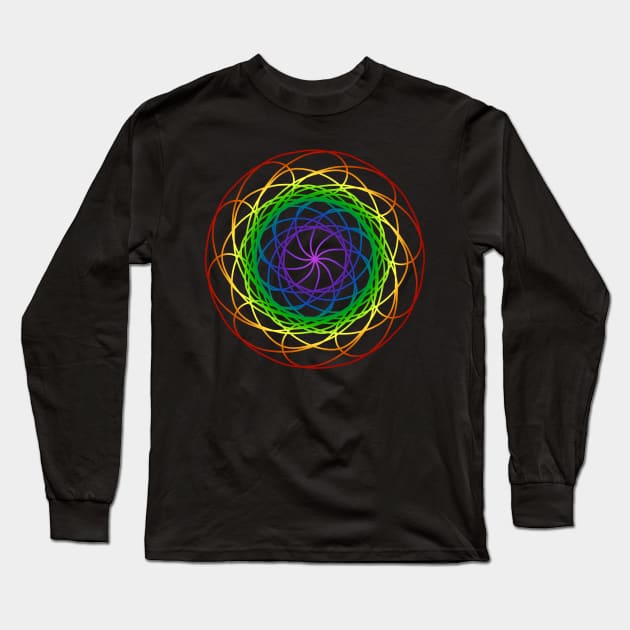 Rainbow Spirograph Long Sleeve T-Shirt by Blackmoonrose13